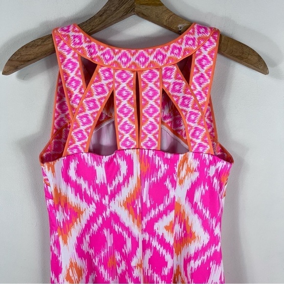 GRETCHEN SCOTT Isosceles Kitt Ikat Cutout Dress XS Pink Orange - Picture 8 of 12